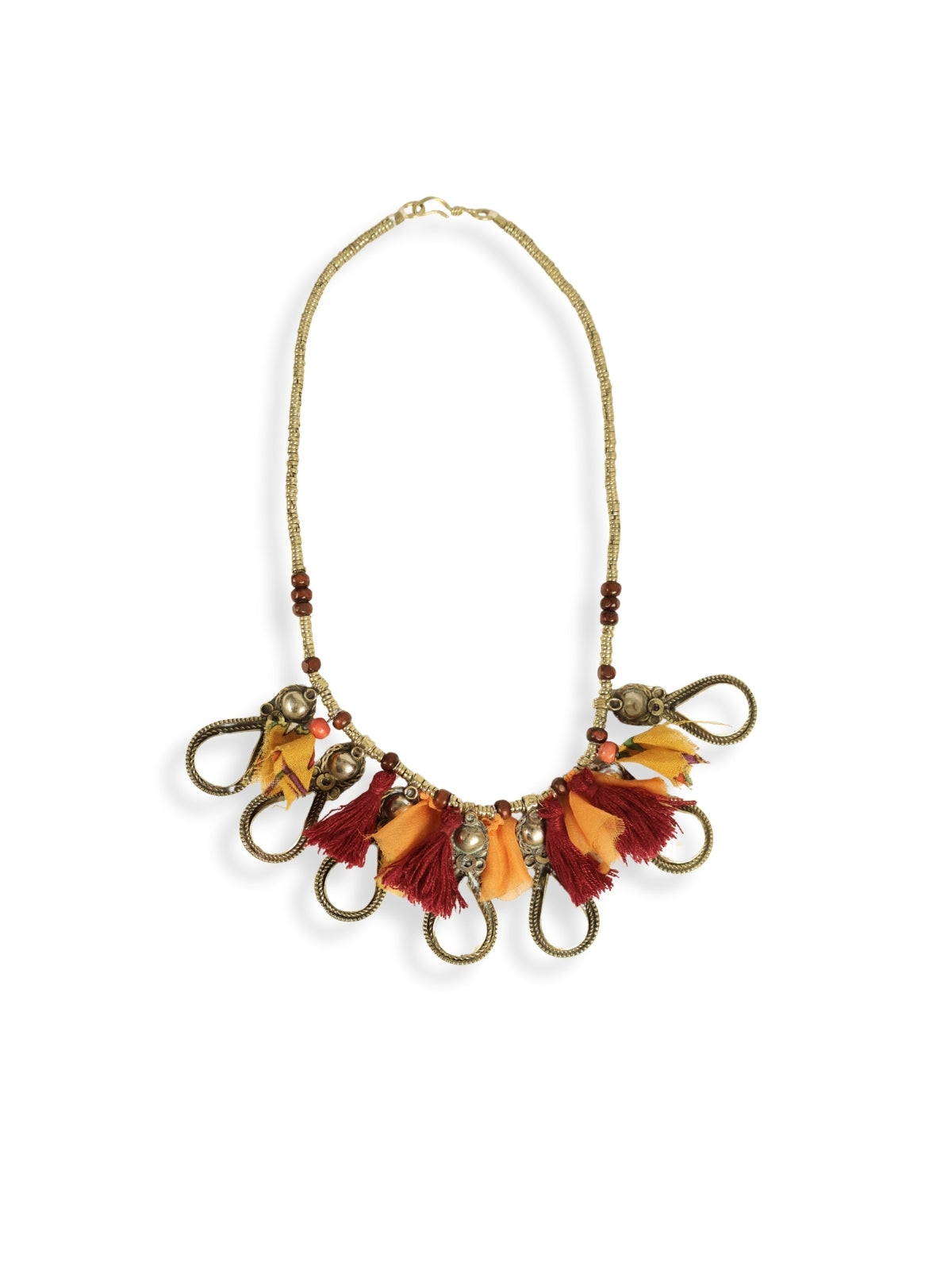 Bohemian Tassel – Short Necklace with Chain and White Stones