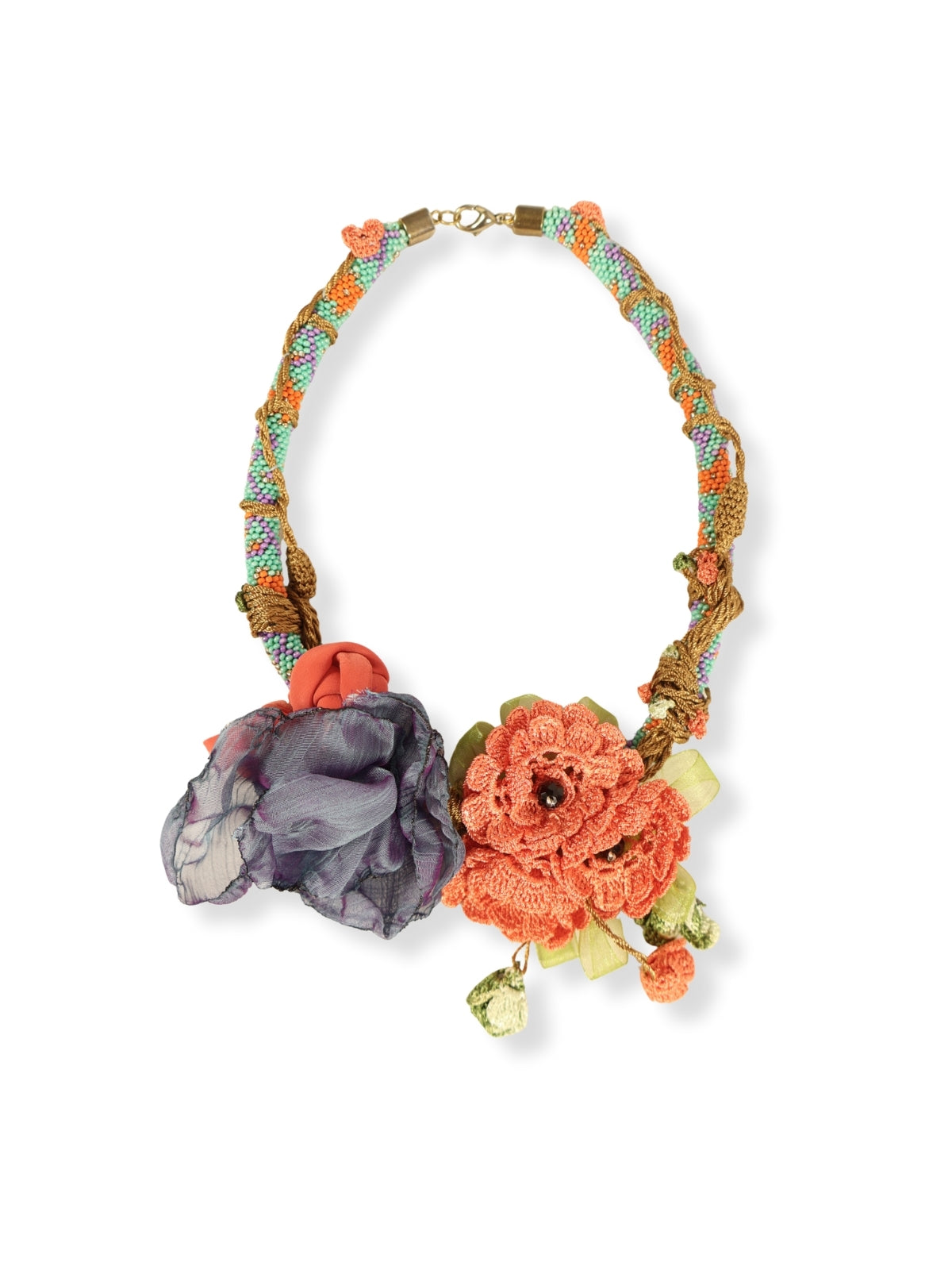 Flower Texture – Crochet Flower Colorful Beaded Necklace