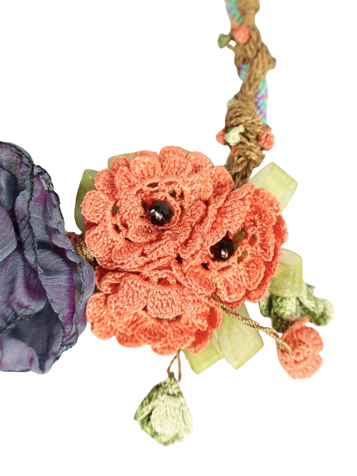 Flower Texture – Crochet Flower Colorful Beaded Necklace