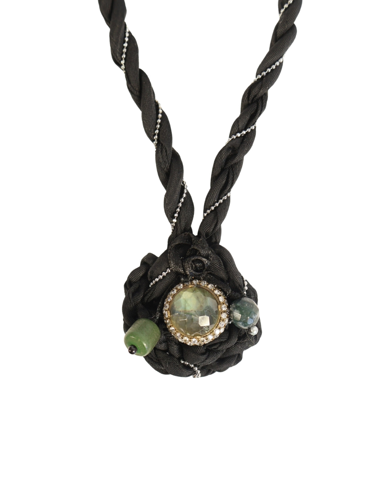 Secret Sparkle – Black Cord and Natural Stone Necklace
