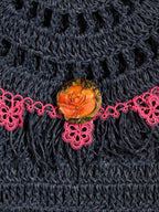 Lilac Night – Hand-Knitted Evening Bag for Women with Needle Lace and Vintage Rose Detail