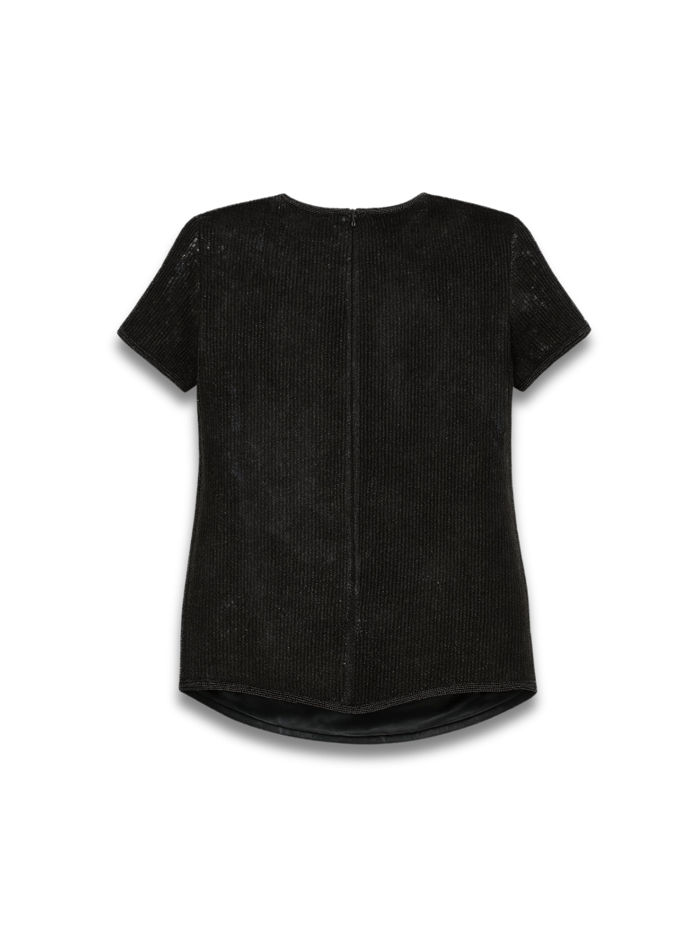 Geceden Parlak – Siyah Payetli Kısa Kollu Bluz