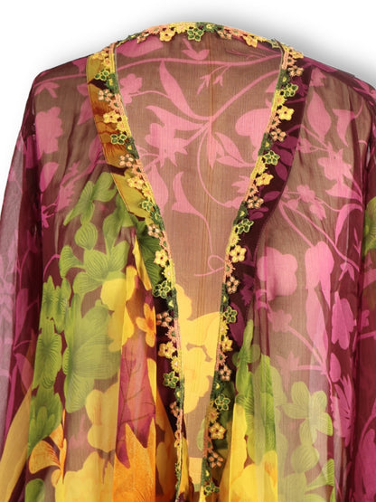 The Path of the Wind – Silk Organza Pareo with Guipure Lace Pattern