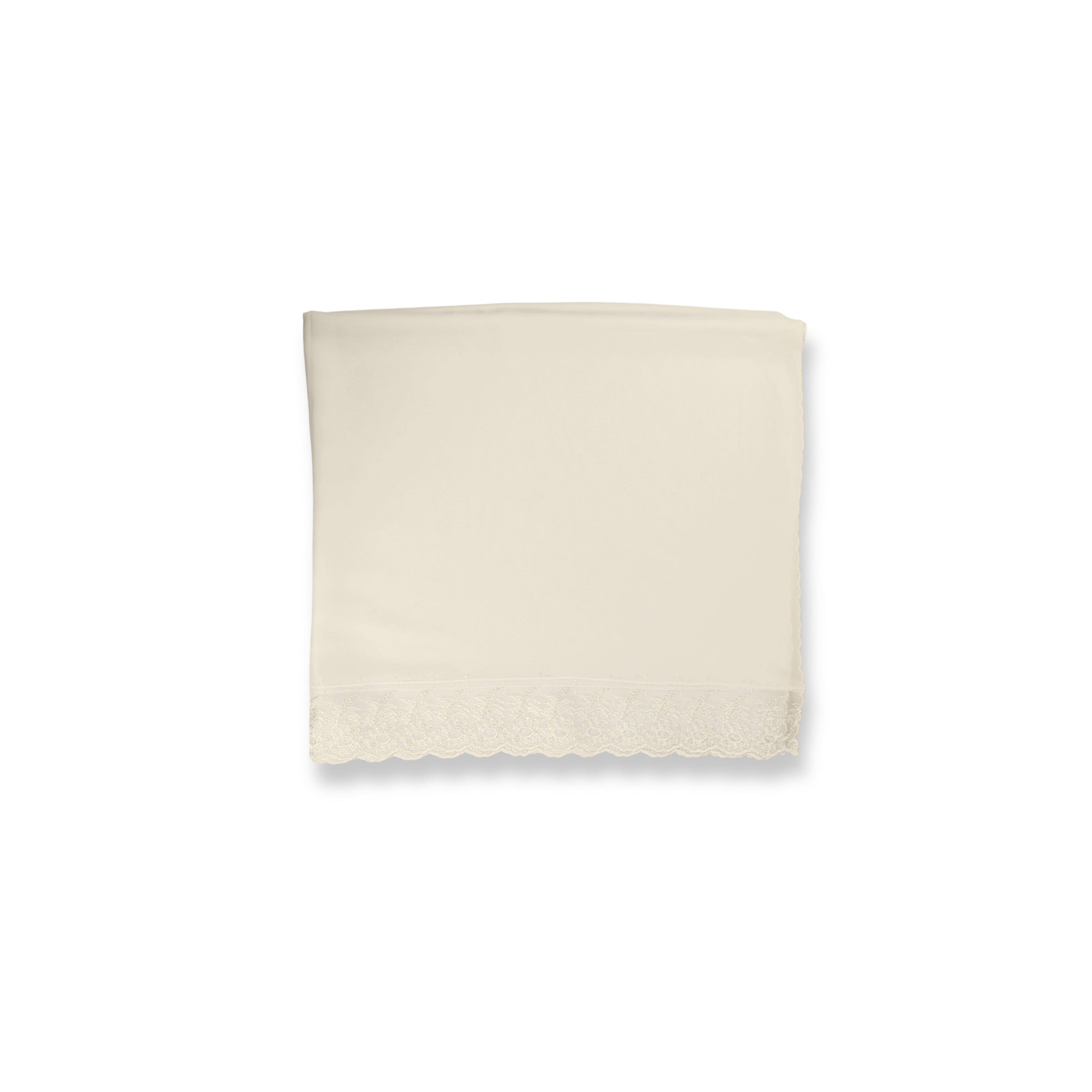 Alın Zarafeti – Ekru Krep Demor ve Fransız Dantelli Başörtüsü