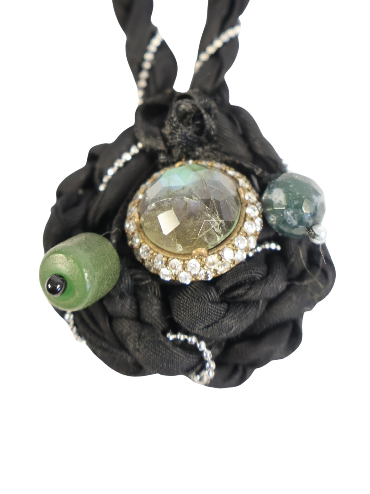 Secret Sparkle – Black Cord and Natural Stone Necklace