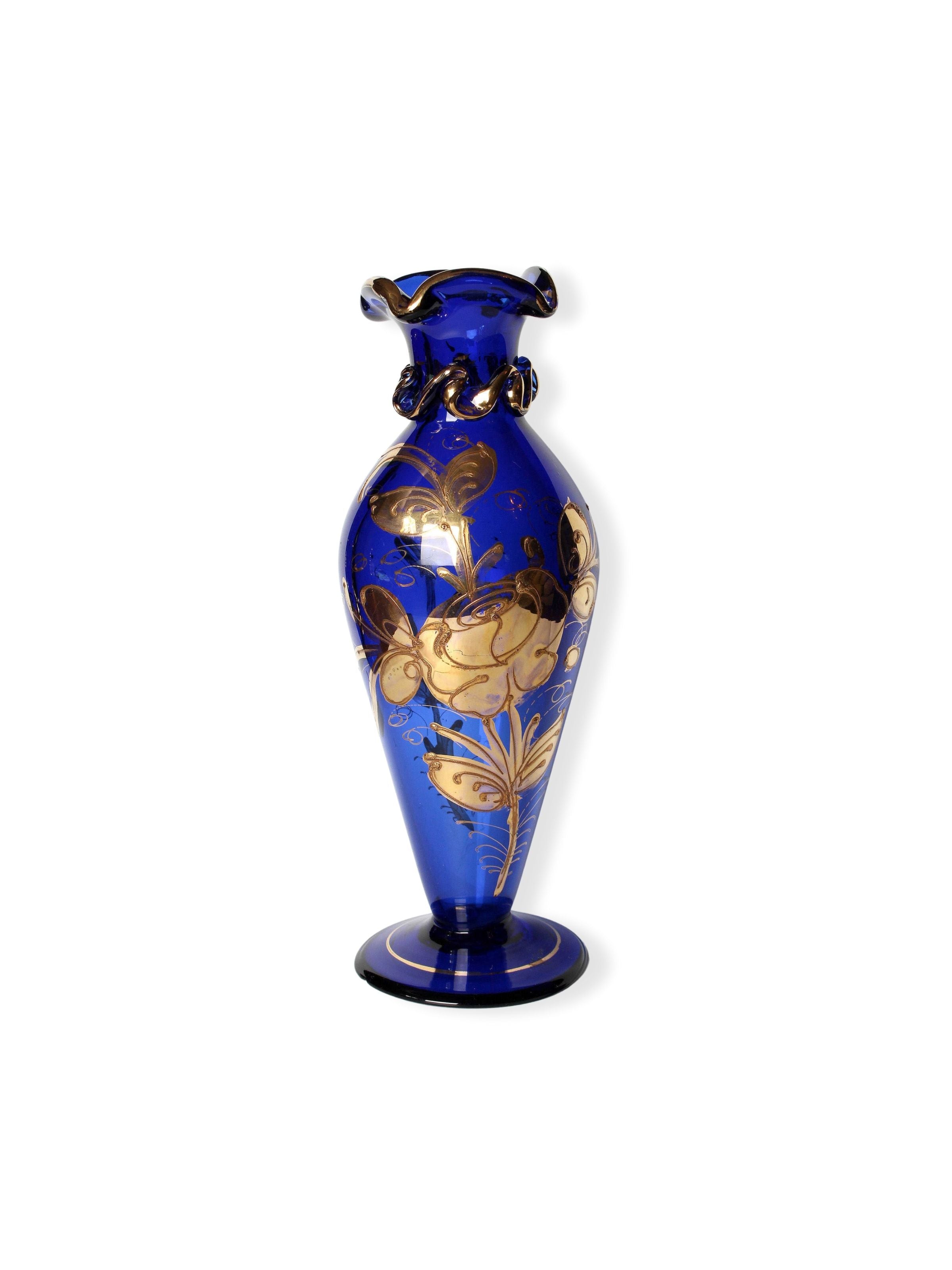 Vintage, İran, El Yapımı Üfleme Cam Dekoratif Vazo