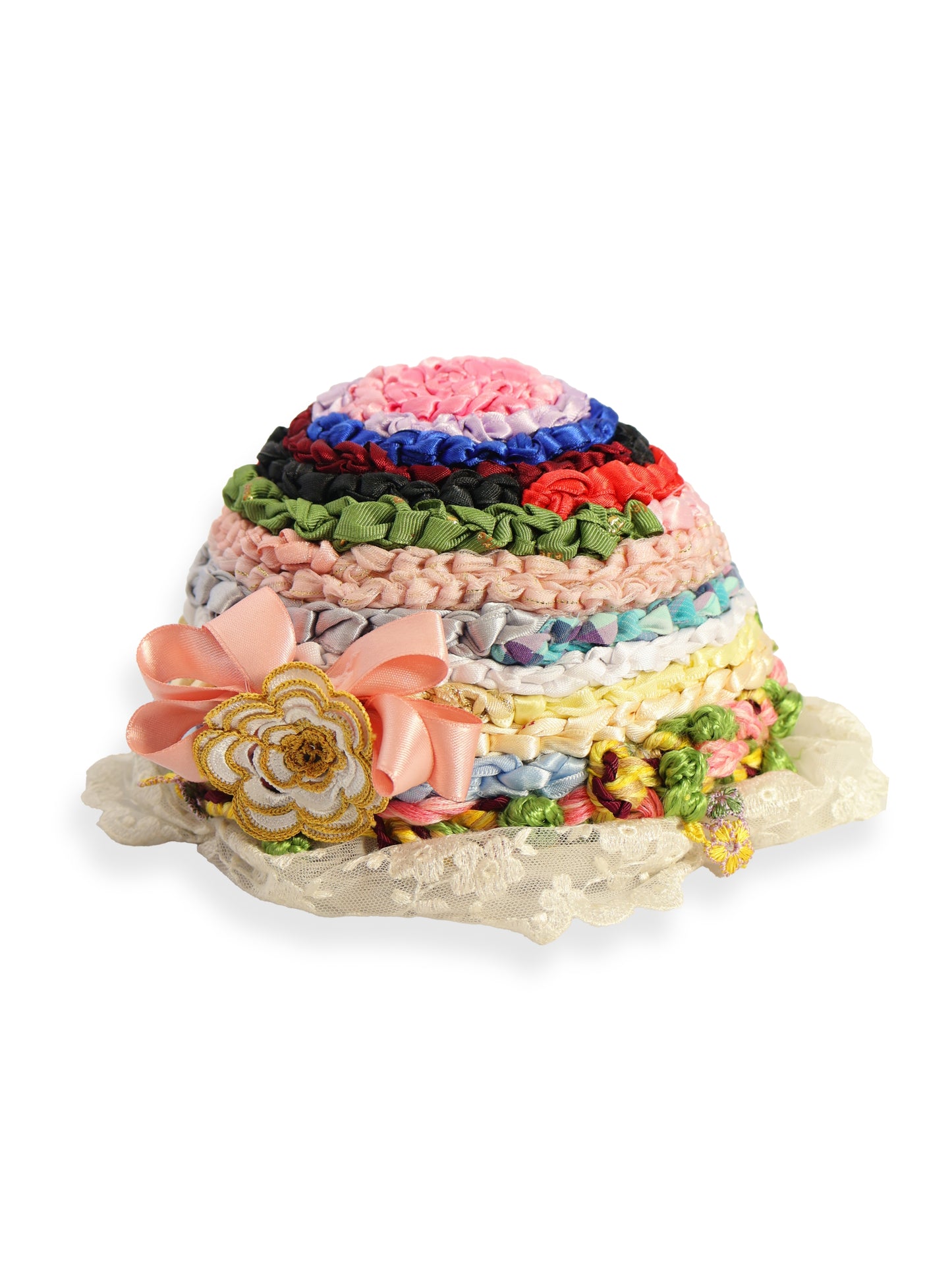 Murben – Colorful Striped Lace-Edged Hat