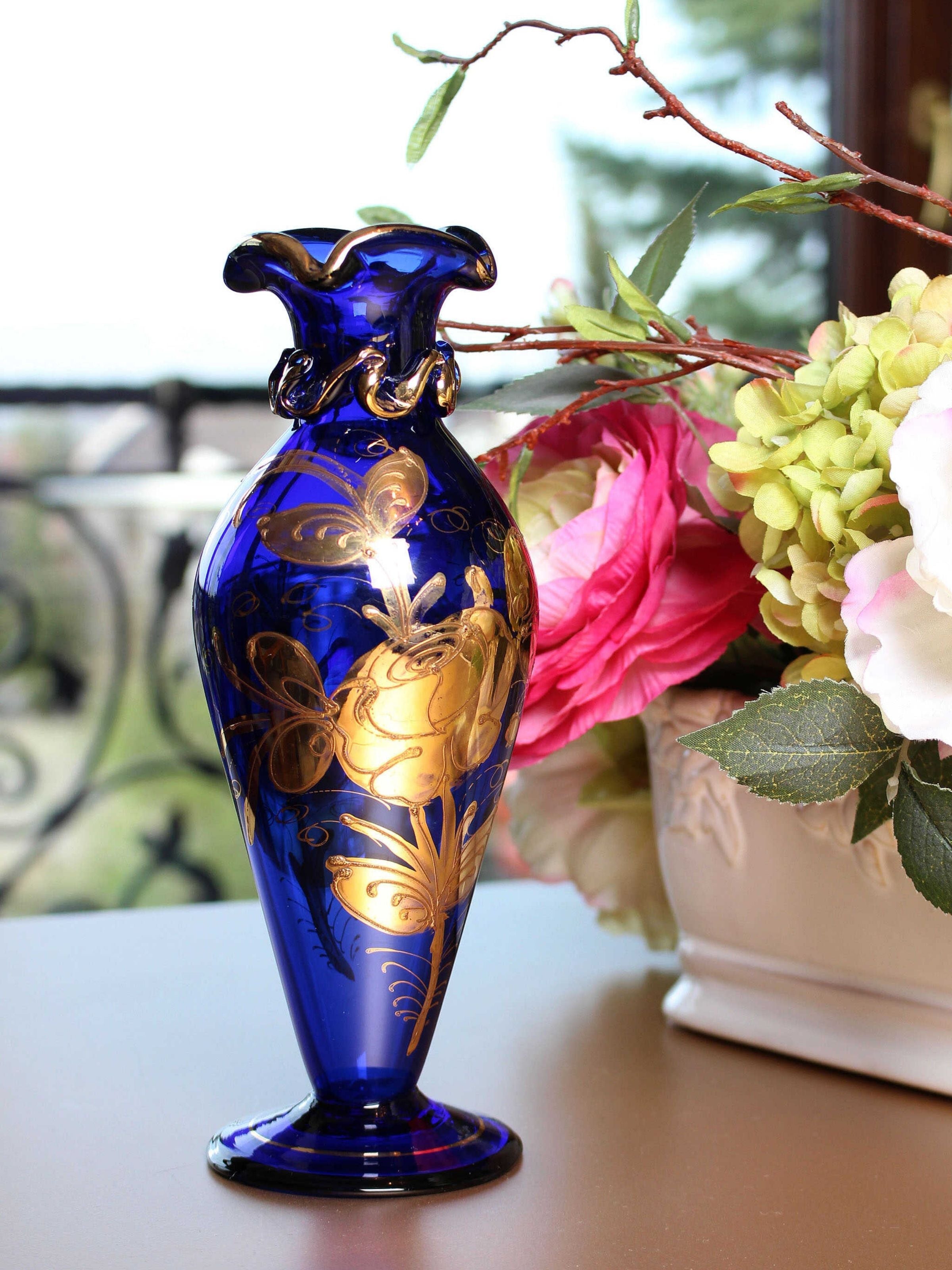 Vintage, İran, El Yapımı Üfleme Cam Dekoratif Vazo