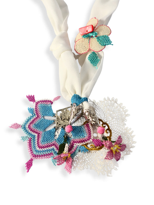 Nilay – Knotted Cotton and Cheerful Flower Necklace