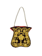 Lâl Göz – Antique Form Saddlebag with Gold Embroidery on Burgundy Velvet