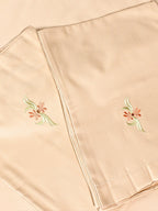 Mustard Satin White Embroidered Double Duvet Cover Set