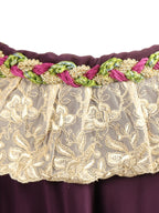 Gölge Akışı – Fransız Dantelli Floş Kemerli Mor Şifon Pantolon
