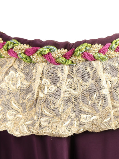 Shadow Flow – Purple Chiffon Trousers with French Lace and Flush Belt