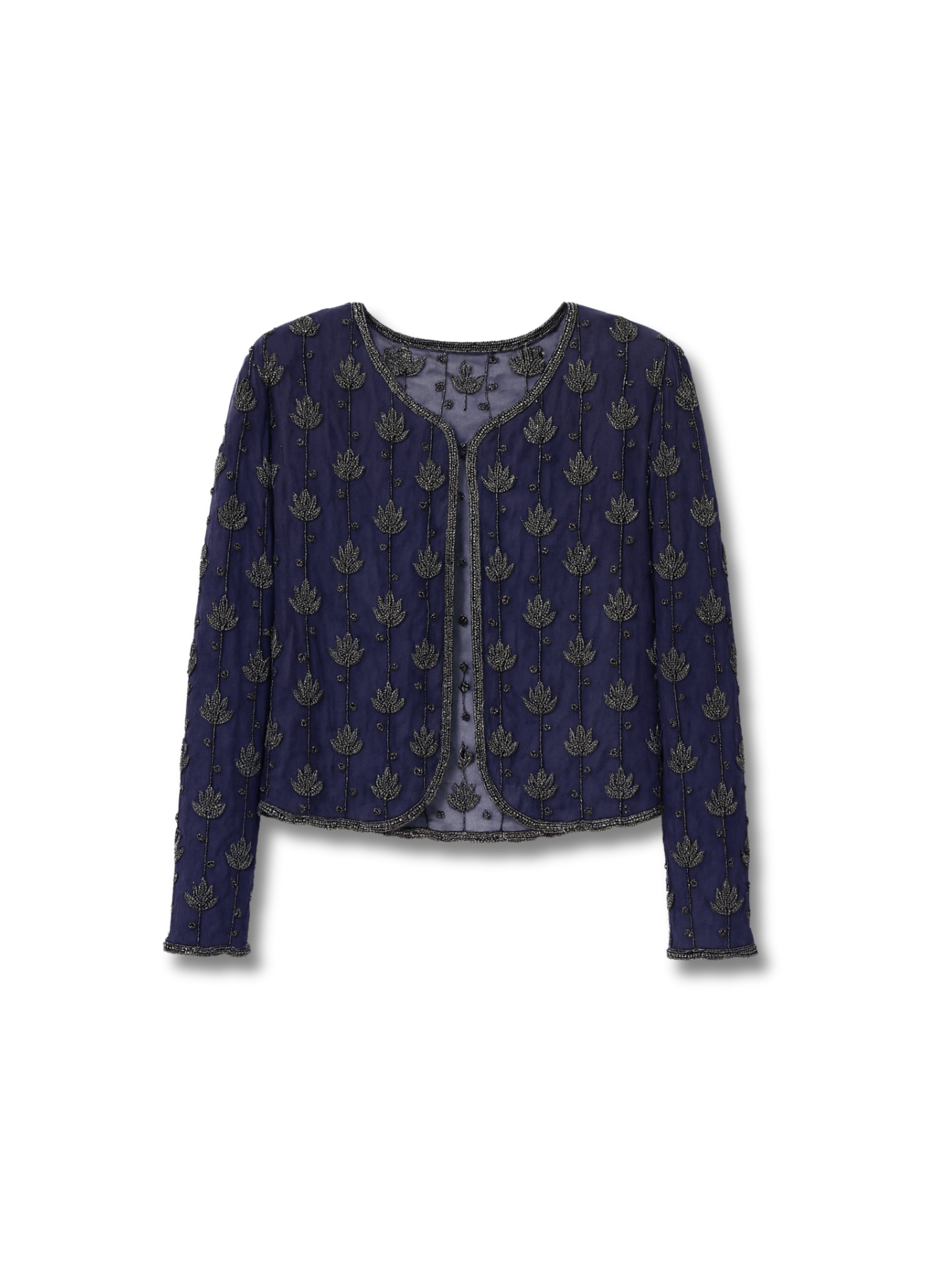 Gece Lalesi – Lacivert Üzeri El İşlemeli Ceket