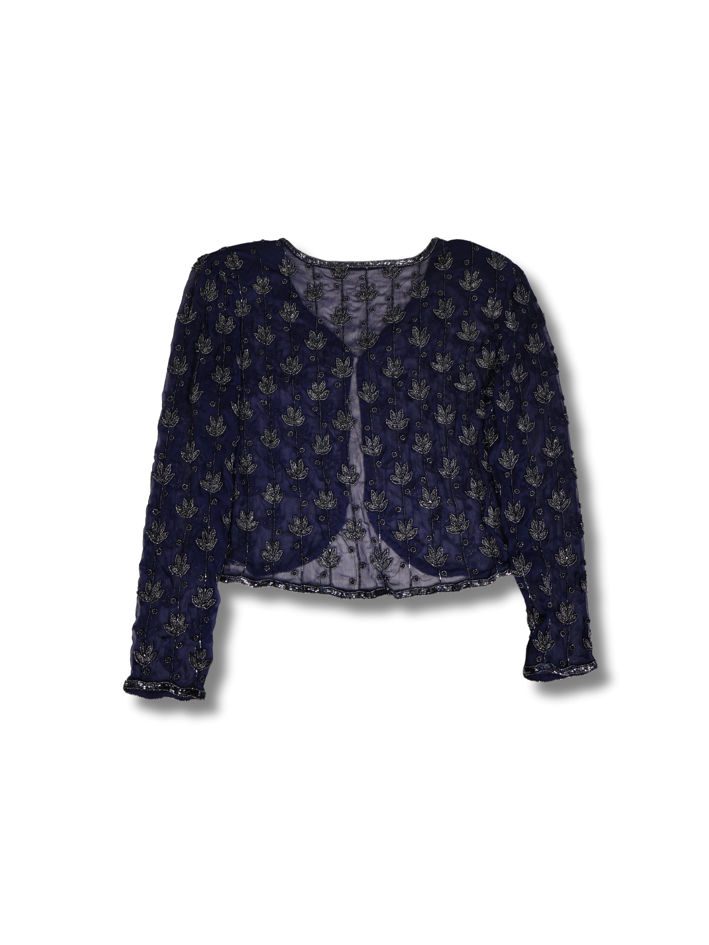 Gece Lalesi – Lacivert Üzeri El İşlemeli Ceket