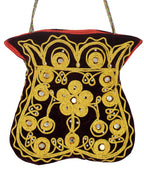 Lâl Göz – Antique Form Saddlebag with Gold Embroidery on Burgundy Velvet