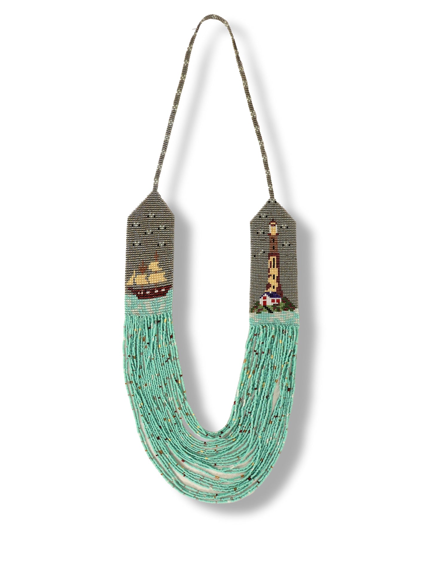 Nevbahar – Turquoise Beaded Structure Patterned Necklace
