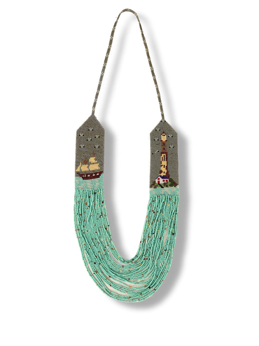 Nevbahar – Turquoise Beaded Structure Patterned Necklace