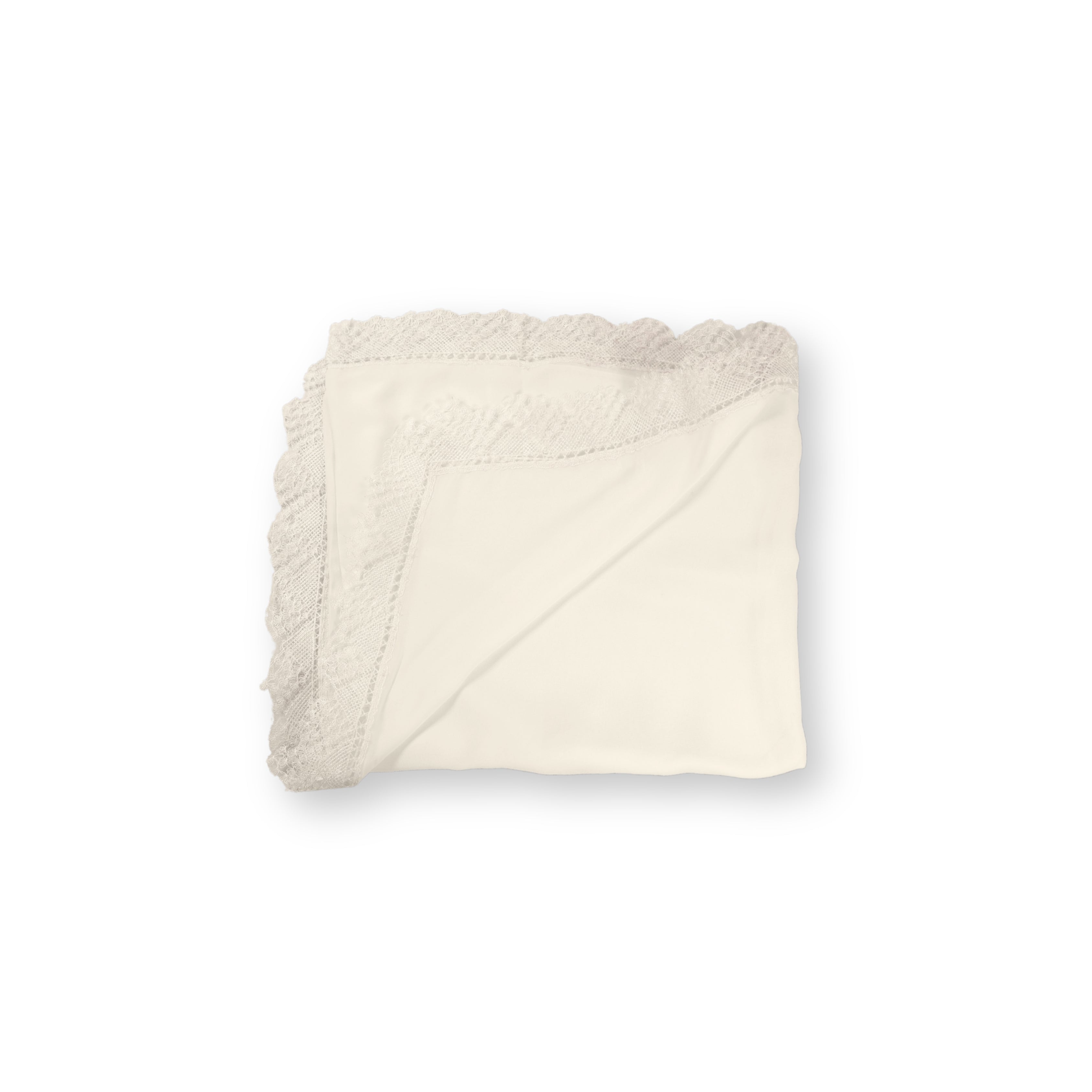 Saf Duruş – Beyaz Krep Demor ve İğne Oyası Süslemeli Başörtüsü