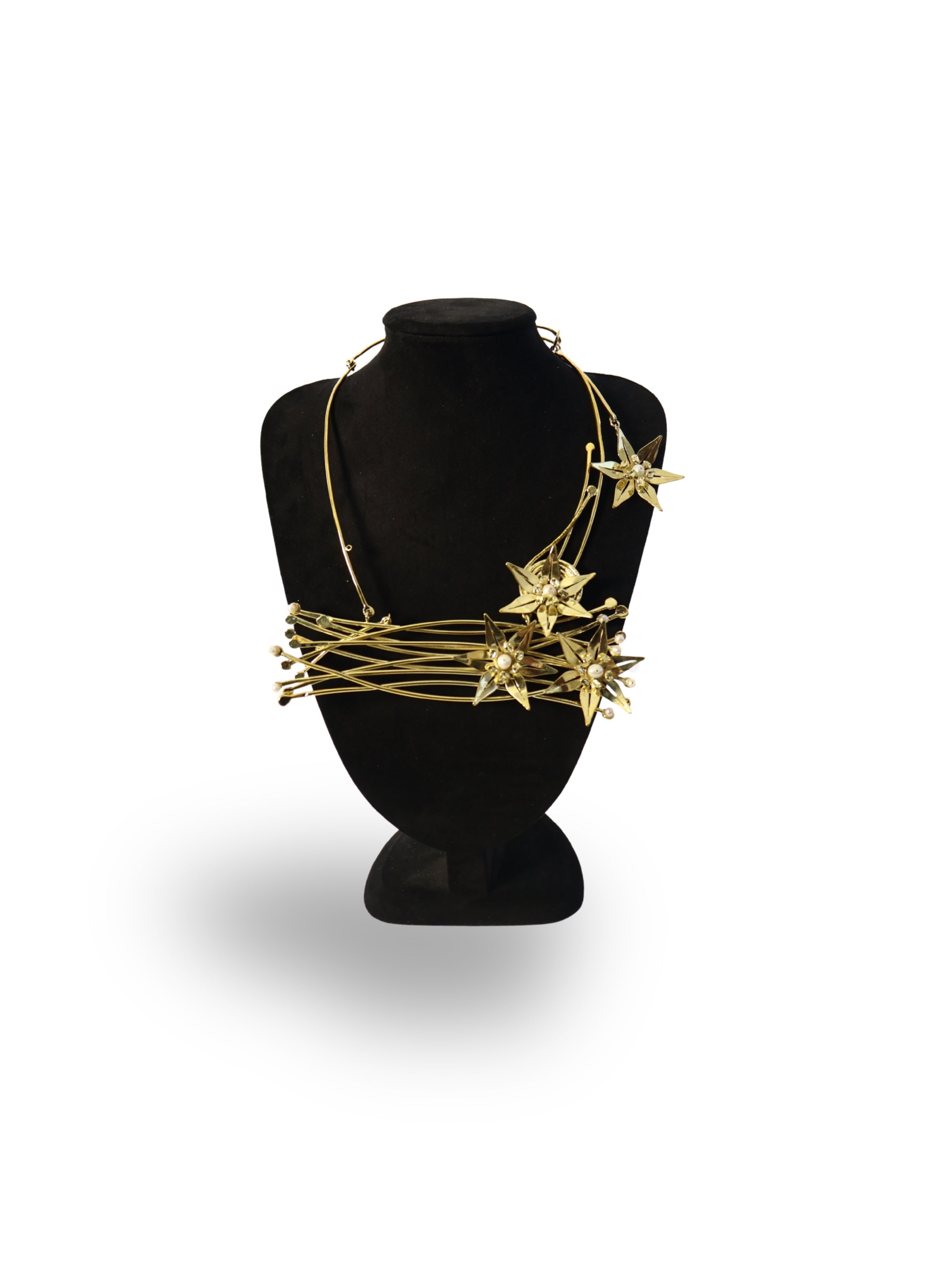 Falling Stars – Brass and Pearl Necklace