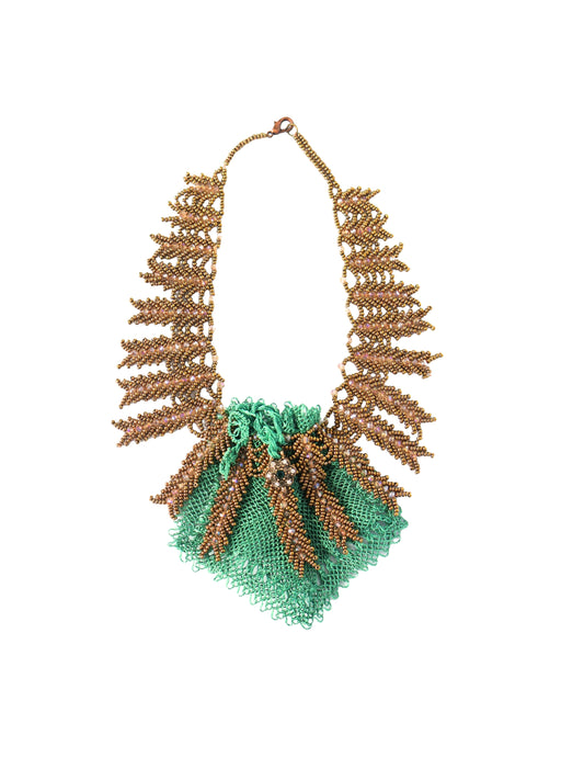 Ravza – Bronze Curl and Green Tulle Necklace