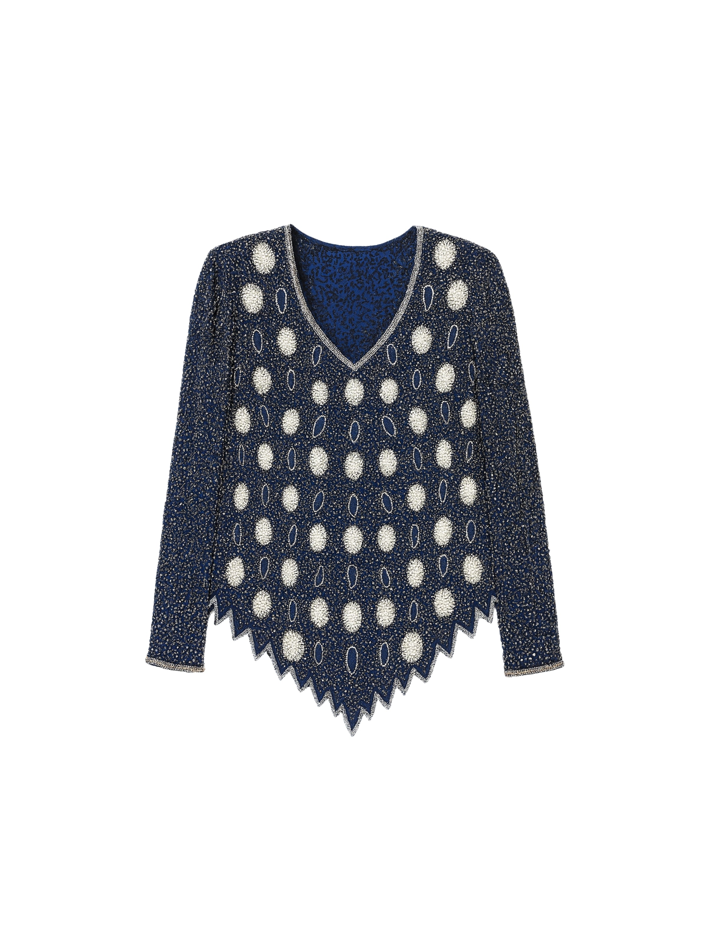 Gece Yıldızları – Lacivert Üzeri İnci Formlu Taş İşlemeli Bluz