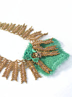 Ravza – Bronz Kıvrım ve Yeşil Tül Kolye