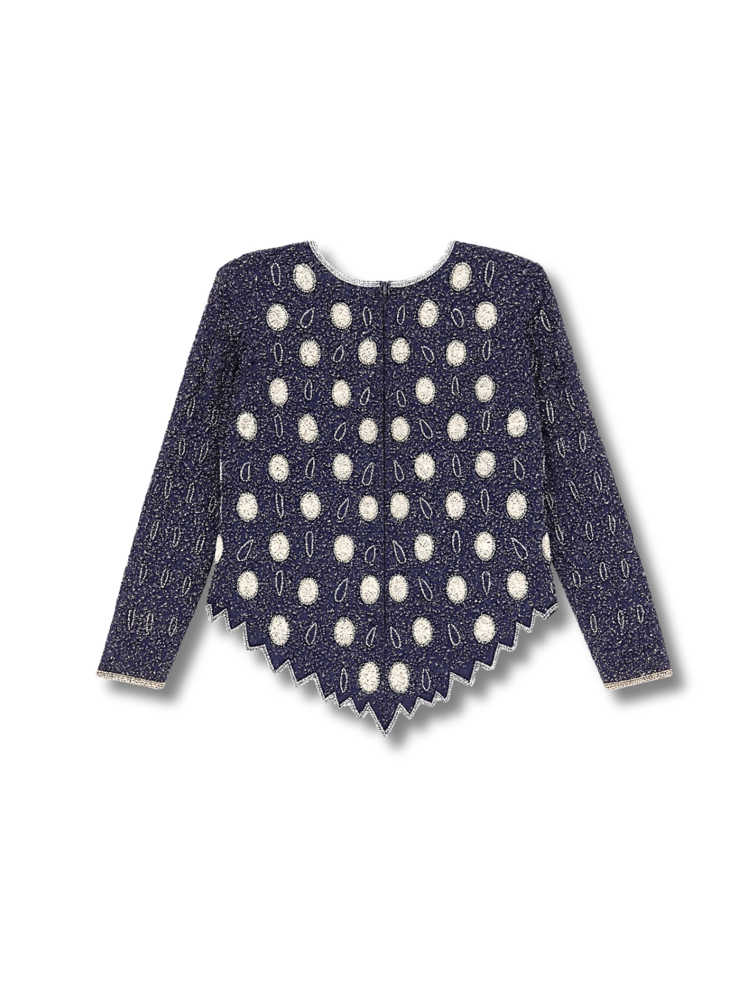 Gece Yıldızları – Lacivert Üzeri İnci Formlu Taş İşlemeli Bluz