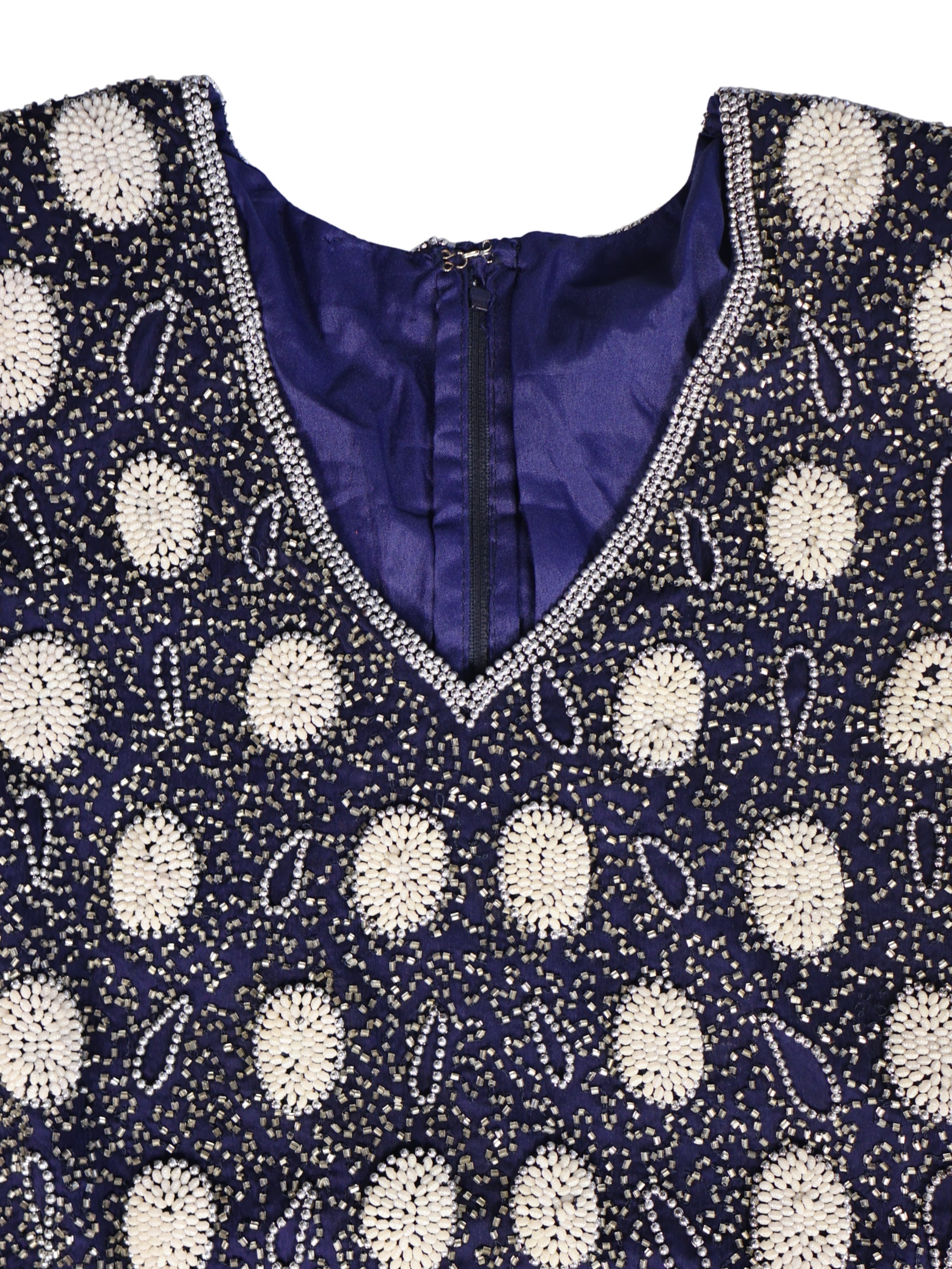 Gece Yıldızları – Lacivert Üzeri İnci Formlu Taş İşlemeli Bluz