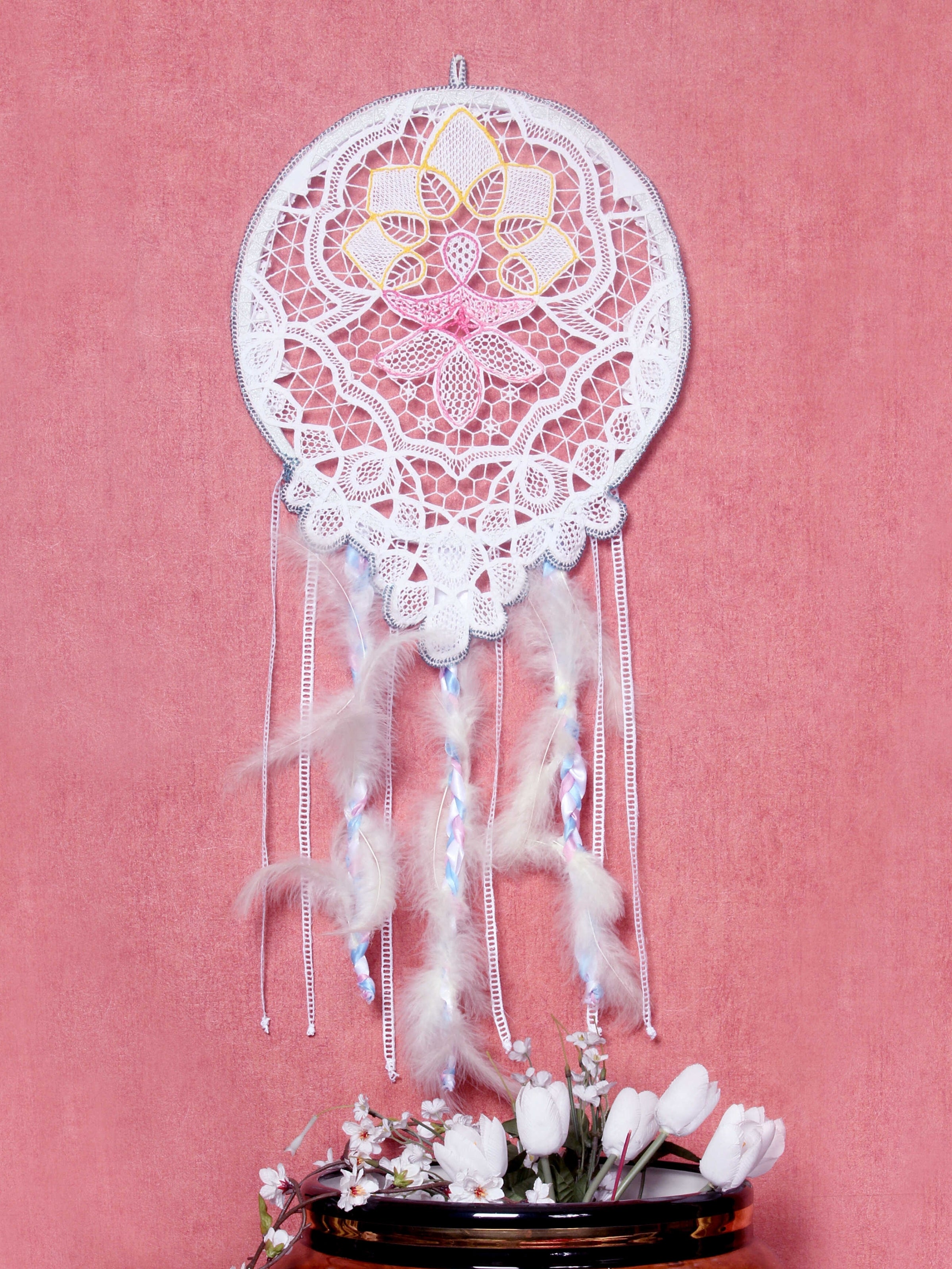 Kalbimdeki Güneş - Antika Dantelli El Yapımı Vintage Dreamcatcher