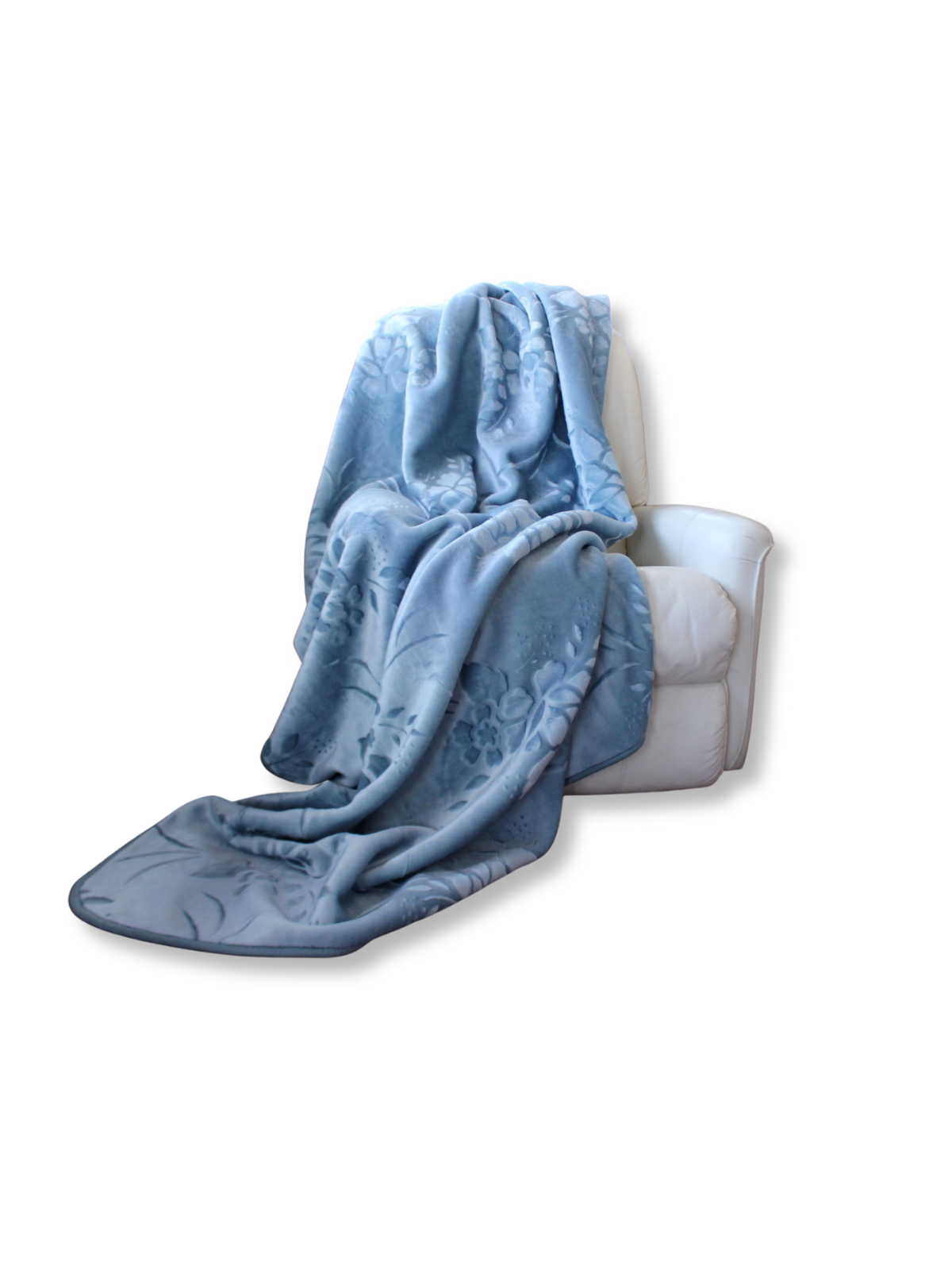 Mavi Kendinden Desenli – Çift Kişilik Battaniye / Yatak Örtüsü