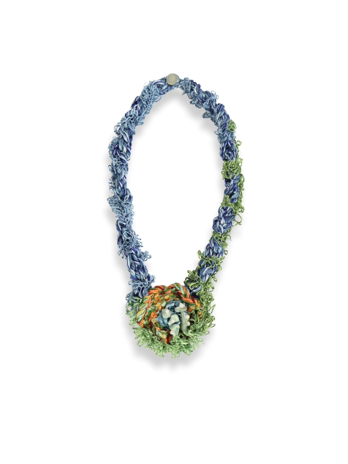 Sky Garden – Blue Floss and Natural Stone Necklace