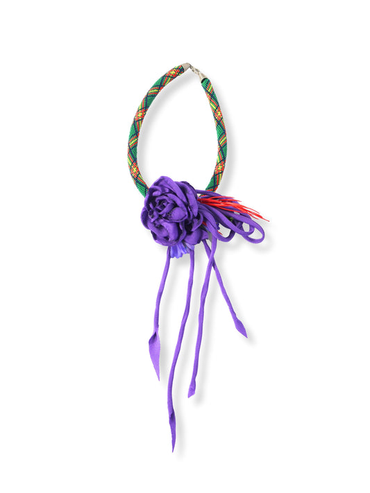Zühre – Fabric Rose and Colorful Woven Necklace