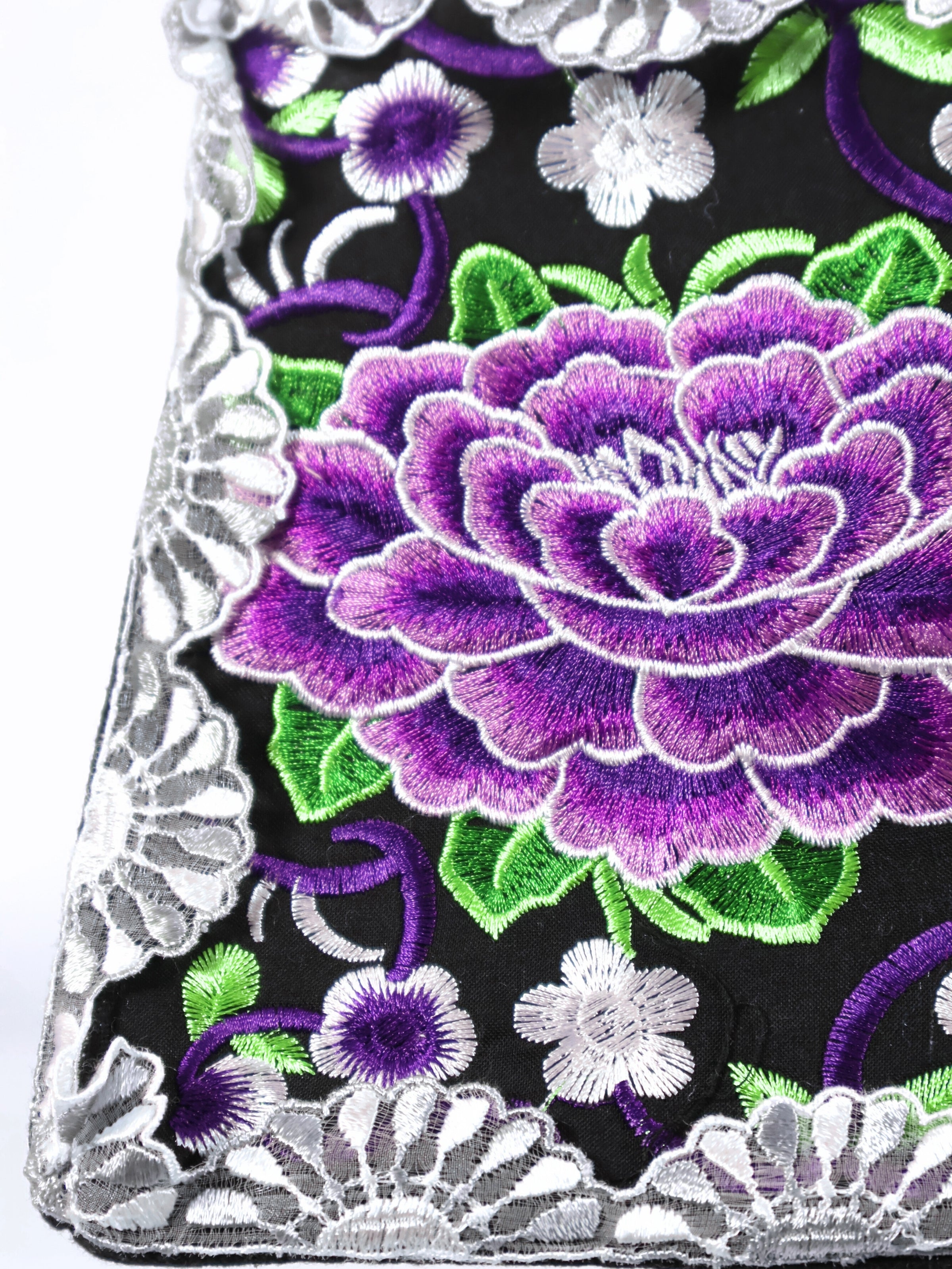 Yasmin – Lace Embroidered Purple Rose Bag