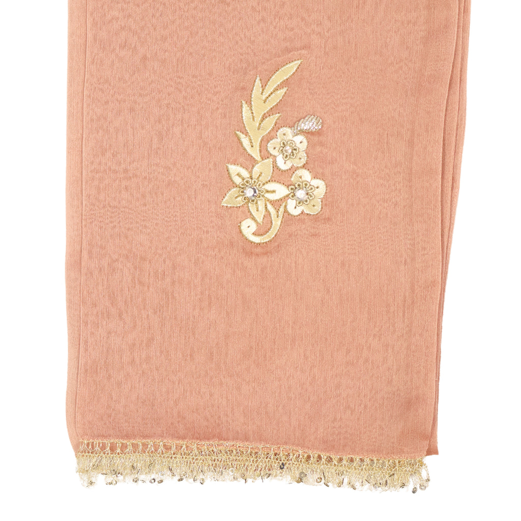 Mercan Parıltısı – Maraş İşi İşlemeli İpek Şifon Fular