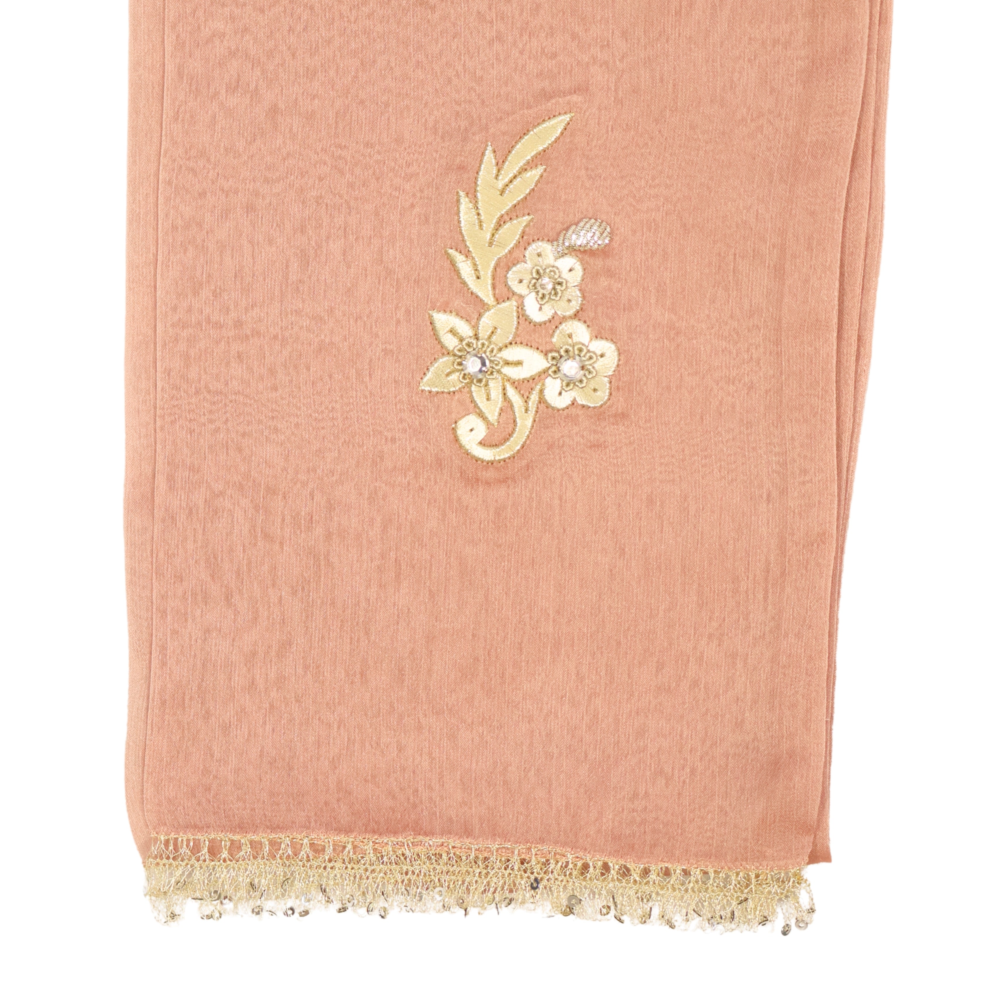 Mercan Parıltısı – Maraş İşi İşlemeli İpek Şifon Fular