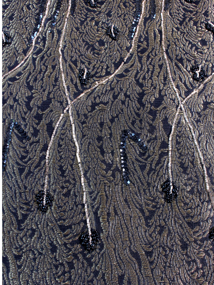 Gece ve Işık – Şampanya İpek Organze Üzeri Brokar Detaylı Çift Taraflı Örtü