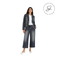 Stone Blue Texture – Quilted Detail Denim Jacket & Pants Set