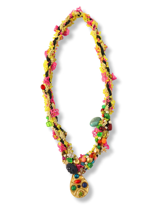 Şule – Colorful Bead Flow and Yellow Dot Necklace