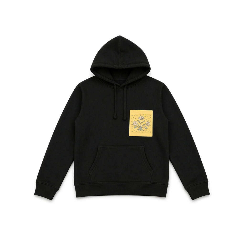 Sarı İz – El Boyaması Cepli Kapüşonlu Sweatshirt