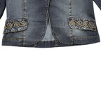 Stone Blue Texture – Quilted Detail Denim Jacket & Pants Set