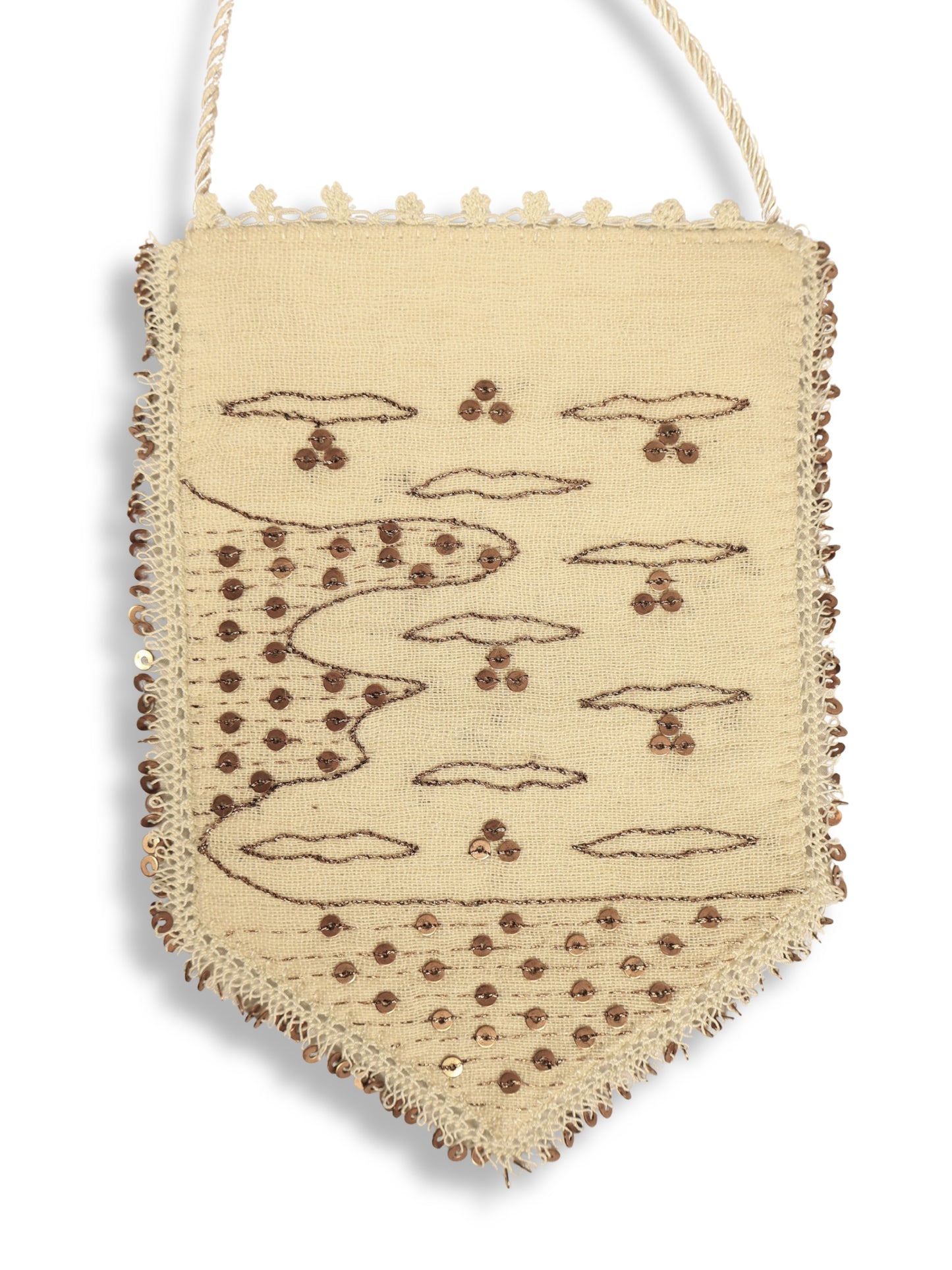 Bakır Işıltı – Payetli Keten El Kese