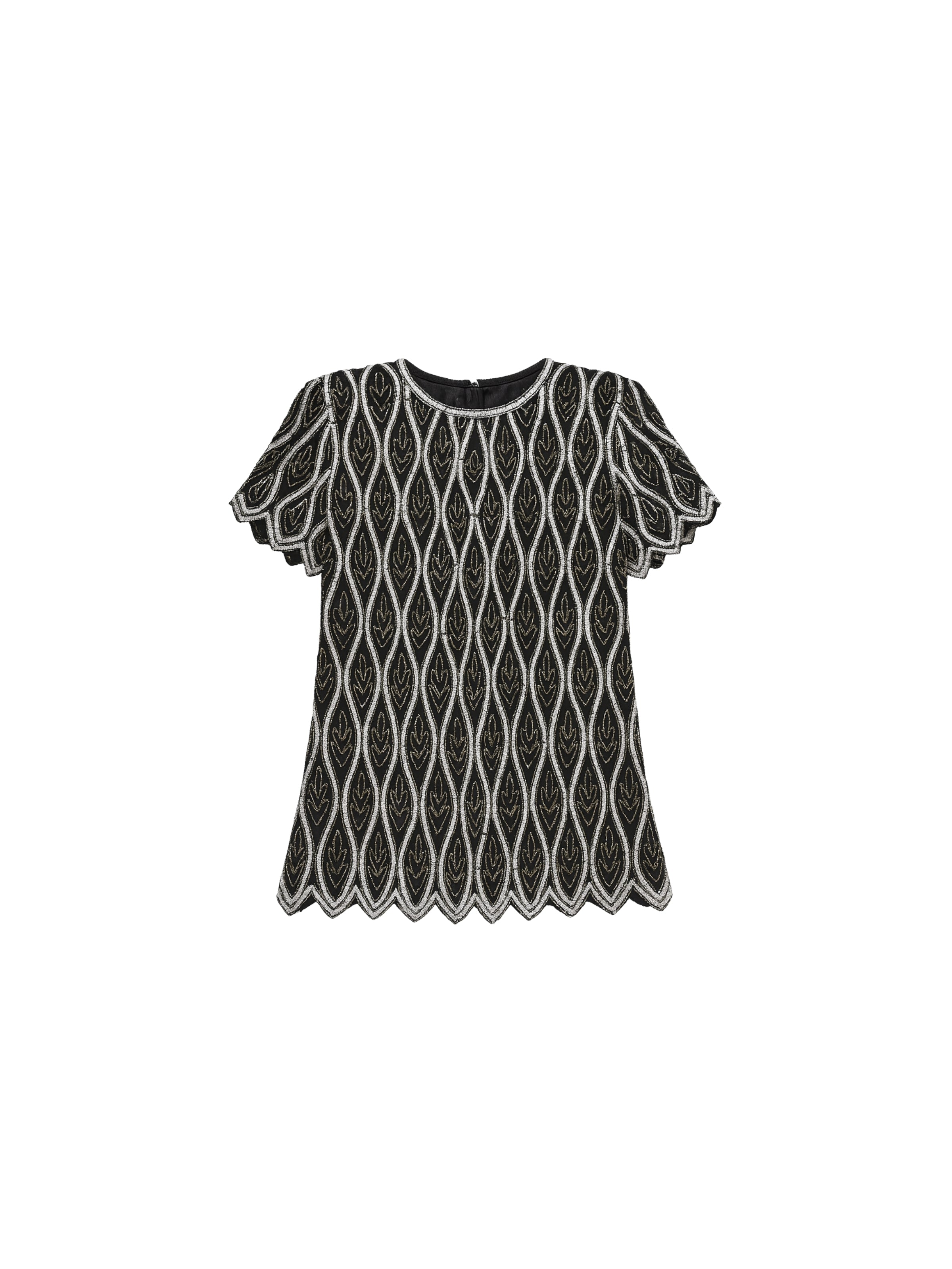 Siyah Yaprak – El İşlemeli Kısa Kollu Tunik