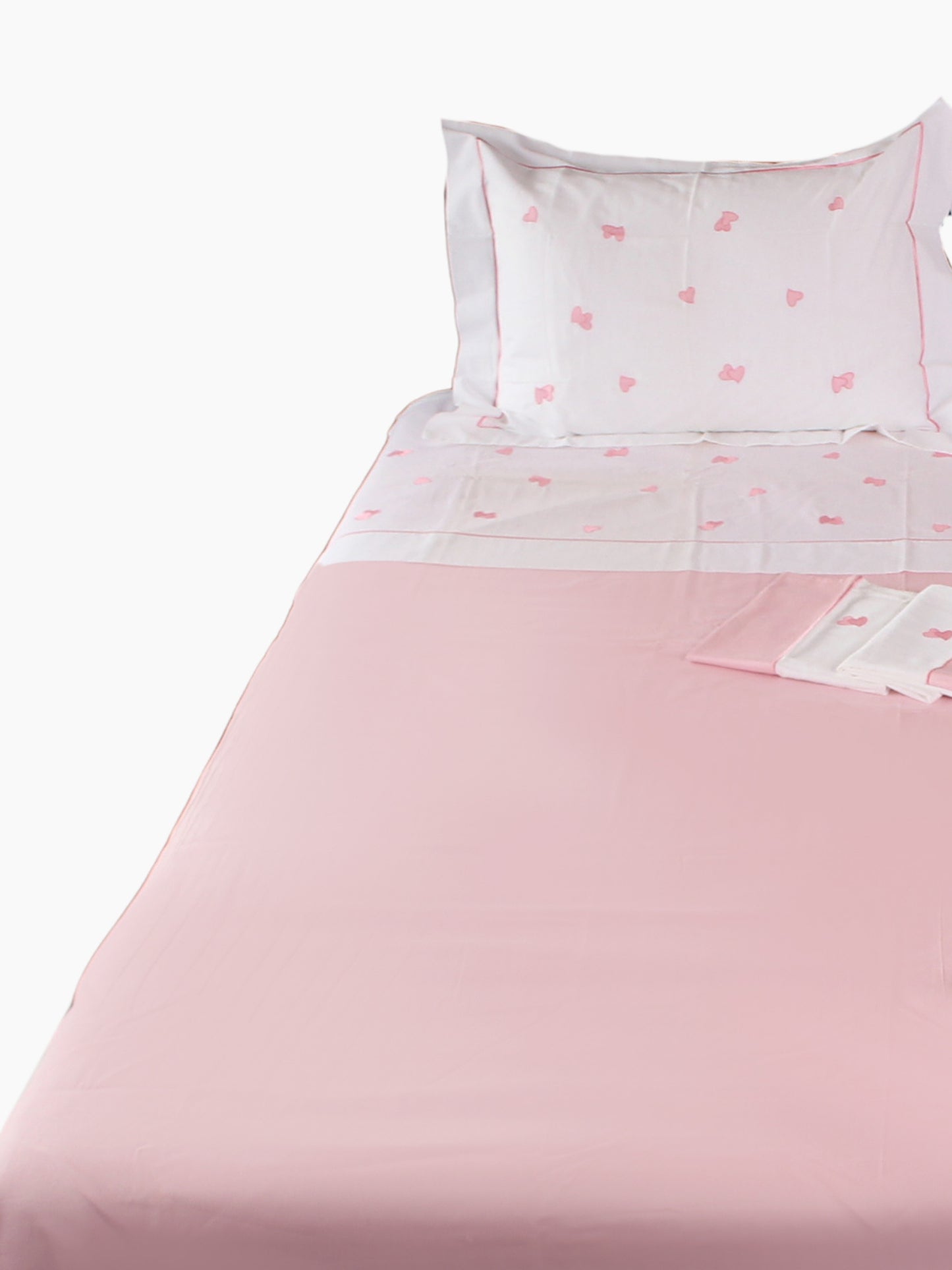 Güliz – Kalp Motifli Pamuklu Saten Çift Kişilik Nevresim Takımı