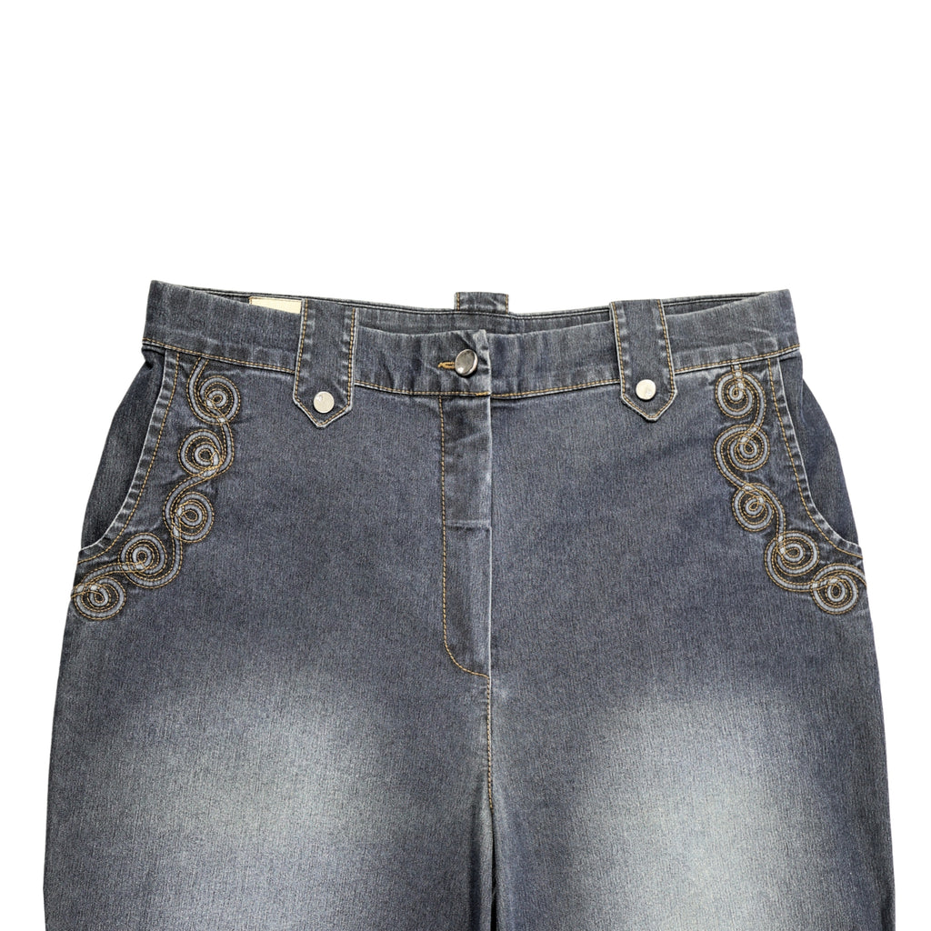 Stone Blue Texture – Quilted Detail Denim Jacket & Pants Set