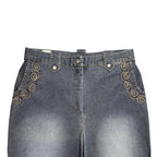 Stone Blue Texture – Quilted Detail Denim Jacket & Pants Set