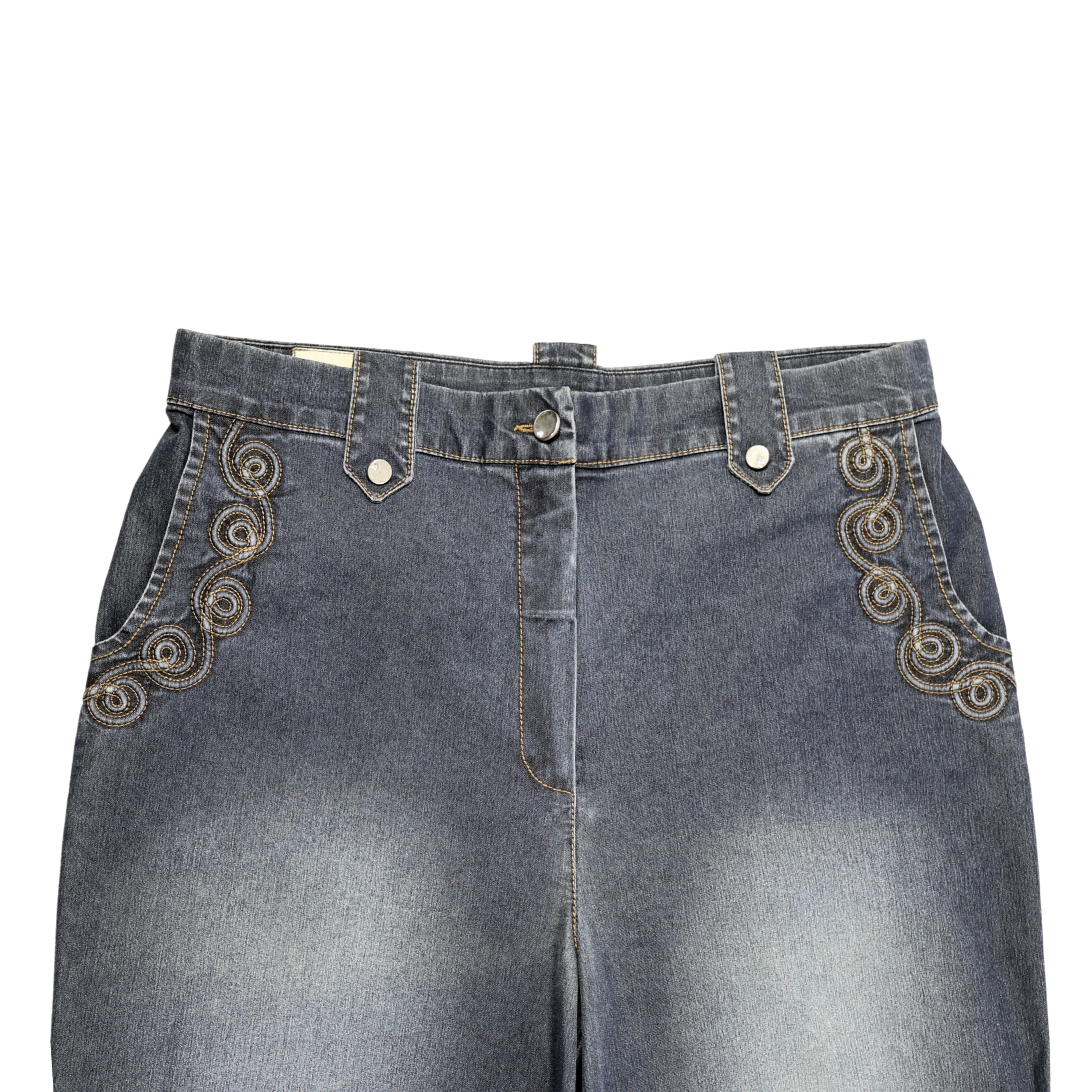 Stone Blue Texture – Quilted Detail Denim Jacket & Pants Set