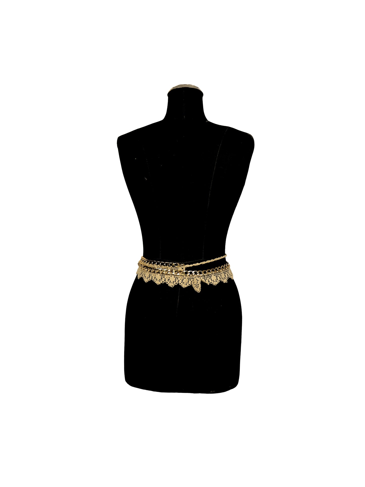 Altın Döngü - Altın Halkalı Çift Kullanımlı Ayarlanabilir Dantel Kemer / Kolye