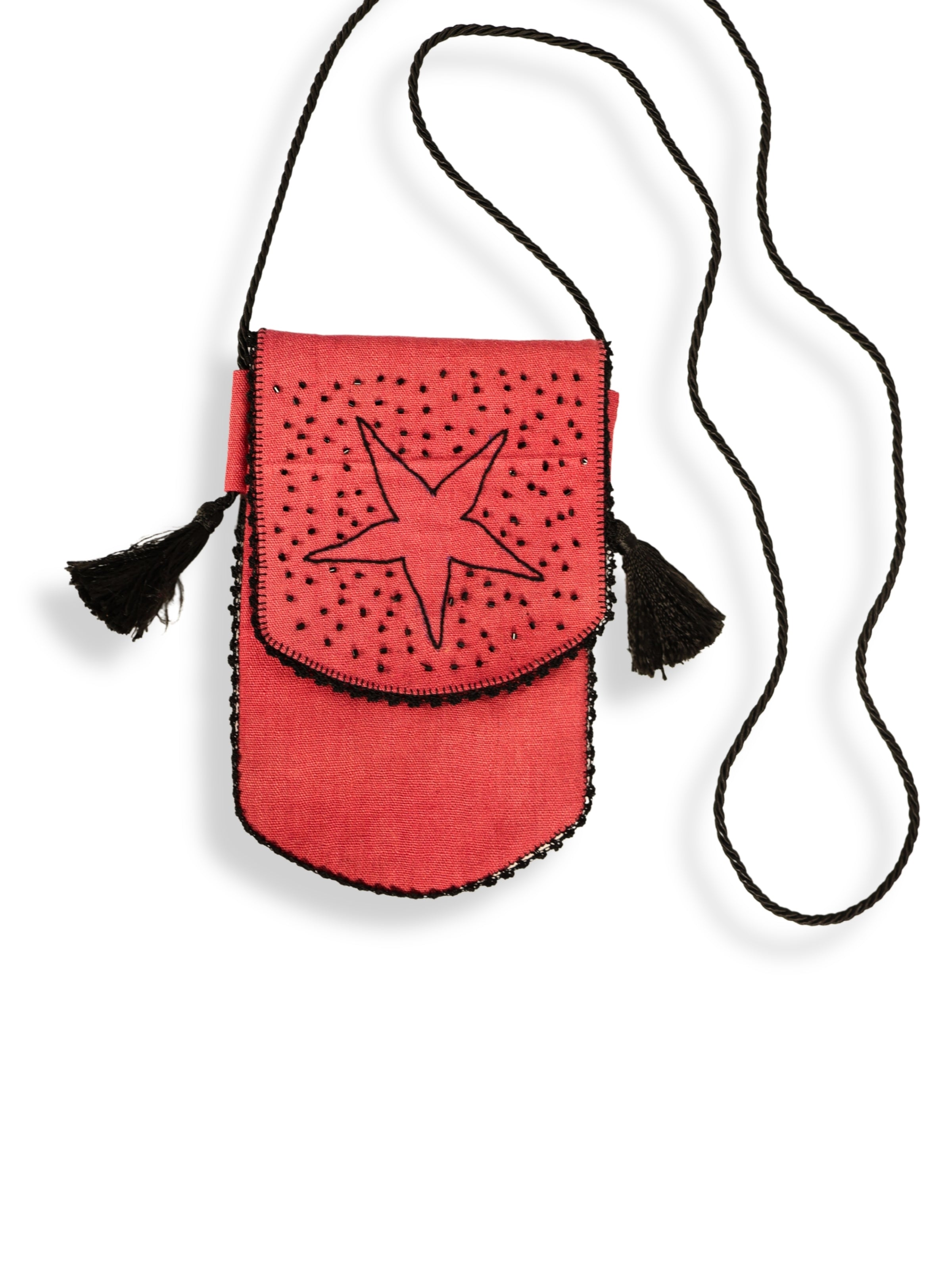 Dried Rose – Beaded and Crocheted Linen Pouch