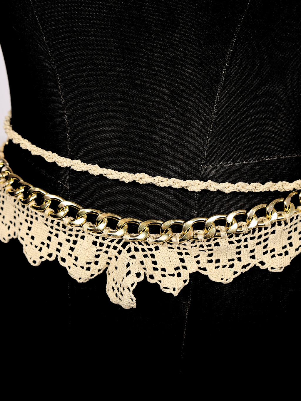Golden Loop - Gold Ringed Dual-Use Adjustable Lace Belt / Necklace